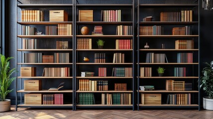 Stylish Industrial Bookshelf Design Featuring Unique Wooden and Metal Frames in a Modern Interior Setting