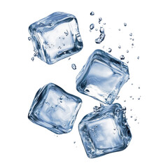 Obraz premium Ice cubes splashing in water kitchen food photography close-up
