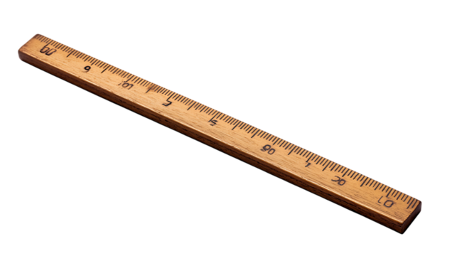 Wooden ruler isolated on black background