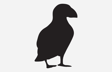 Puffin bird silhouette vector art Illustration Isolated on white background