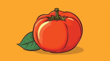 Detailed Vector Illustration of a Persimmon Fruit in One Line Sketch Style