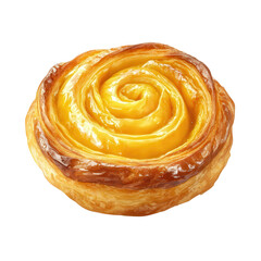 Fototapeta premium Golden Pastry Swirl: A delicious close-up showcases a beautifully baked pastry with a captivating swirl design, radiating warmth and tempting flavors.