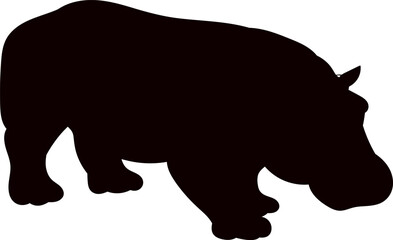 hippopotamus black silhouettes, vector