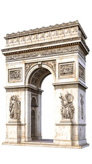 Obraz premium Arc de Triomphe, historic Parisian monument, standing tall with detailed sculptural elements against transparent backdrop
