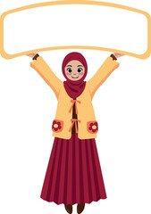 muslimah teen bring  white Banner