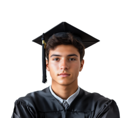 Graduation celebration young man portrait isolated on transparent background png