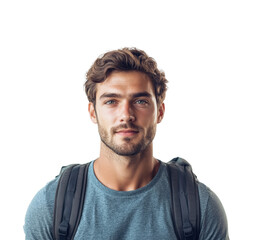 Obraz premium Exploring nature young man portrait isolated on transparent background png