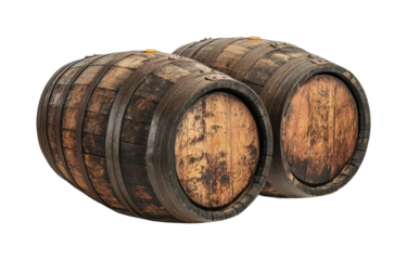 Crafting wood barrels brewery still life isolated on transparent background png