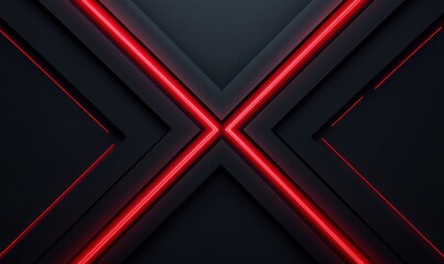 Abstract X-shaped graphic with glowing red lines