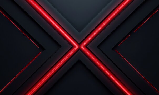 Abstract X-shaped graphic with glowing red lines