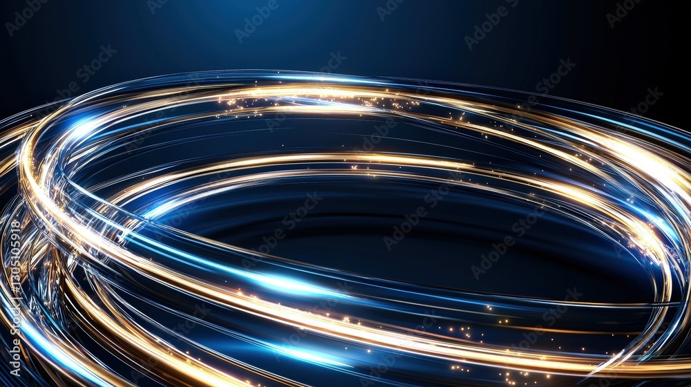 Poster captivating blue and gold abstract background with swirling patterns and textures creating a dynamic