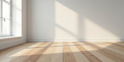 Sunlit Empty Room with Hardwood Floor and White Walls Ideal for Home Staging or Interior Design Projects