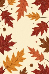 Autumnal Leaf Design A Frame of Colorful Fall Foliage Perfect for Seasonal Greetings or Decorations
