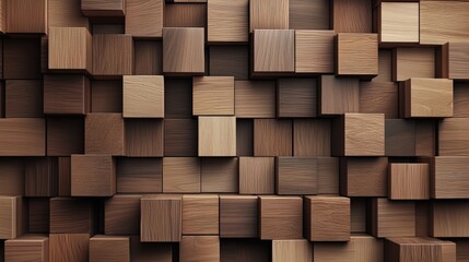 Creative wall made of wooden blocks showcasing a unique design element for modern interiors and artistic spaces