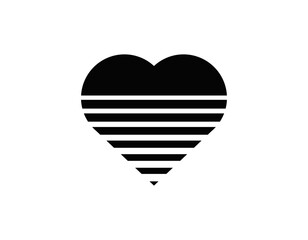 A retro heart design with bold stripes, capturing the vibrant and nostalgic essence of the eighties.