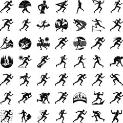 Running Silhouettes Diverse Runners, Activities, and Landscapes