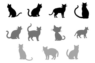 Cat Animal Silhouette Icon Set