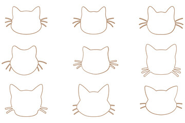 Cat Head Outline Icon Set