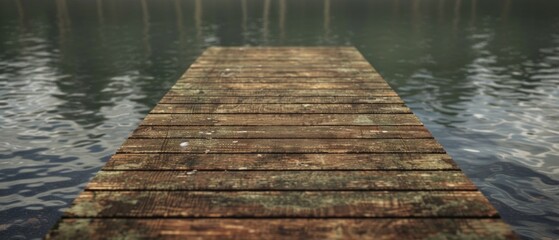 Fototapeta premium Background with a wooden pier on the water, perfect for projects related to nature, relaxation and tranquility.