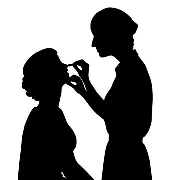 black silhouette makeup artist applying clip art preview