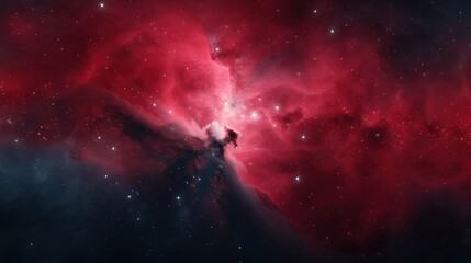 Fototapeta premium Stunning cosmic nebula in vibrant red hues