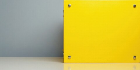 Bright Yellow Box on a Light Gray Background, Ideal for Minimalist Designs and Presentations