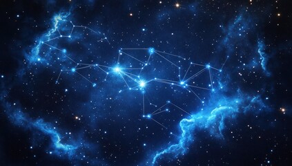 Abstract cosmic network of stars and nebulae.