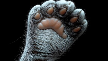 Cat paw, close-up, dark background