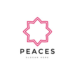 flower peace line minimalist logo design vector