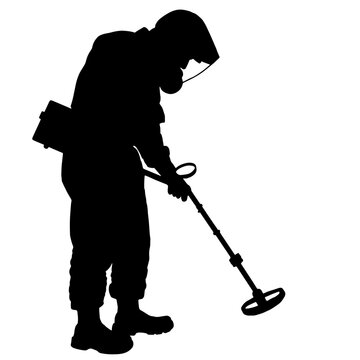 silhouette soldier metal detector search clip art preview