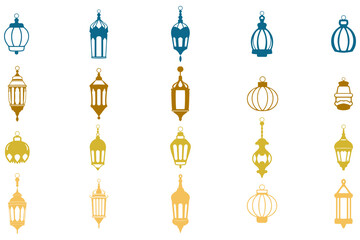 Islamic Lantern Decoration Icon Set
