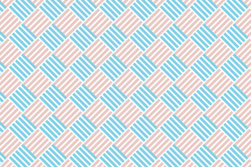 Seamless geometric pattern with diagonal striped squares in soft blue and beige tones. Ideal for textiles, wallpapers, packaging, and modern graphic design projects.