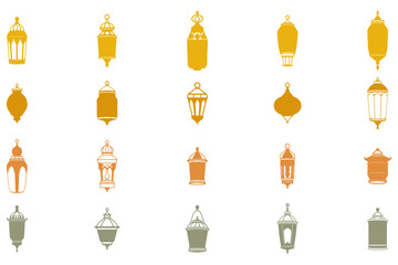 Islamic Lantern Decoration Icon Set