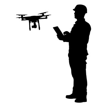 black drone operator silhouette clip art preview