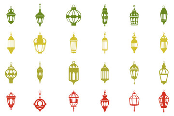 Islamic Lantern Decoration Icon Set