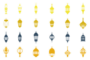 Islamic Lantern Decoration Icon Set