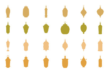 Islamic Lantern Silhouette Icon Set