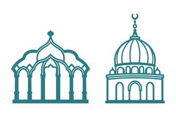 Islamic Mosque Building Icon Set