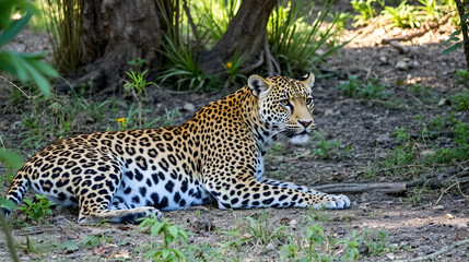 Naklejka premium A leopard in a natural environment