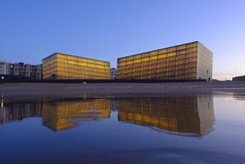 Kursaal conference center and auditorium from Zurriola beach, city of Donostia-San Sebastián, Euskadi
