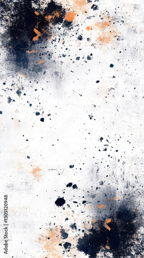 Poster colorful paint splattering across white canvas, blending vivid orange and blue in dynamic artistic c