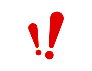 A bold red exclamation mark and dot on a white background, symbolizing urgency or surprise.
