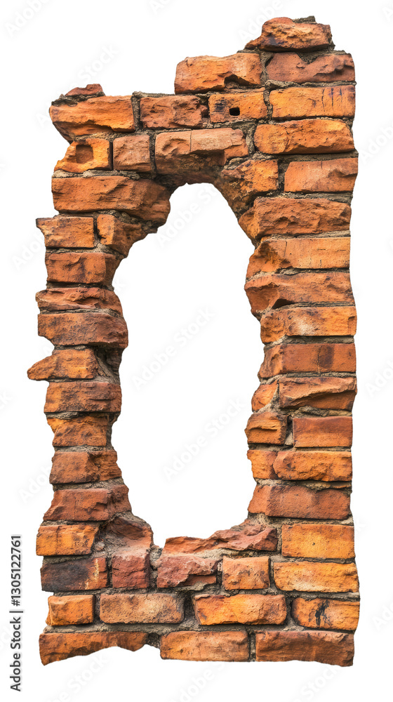 Poster Crumbling brick archway with transparent backdrop, lending versatility for graphic design and digital image composition