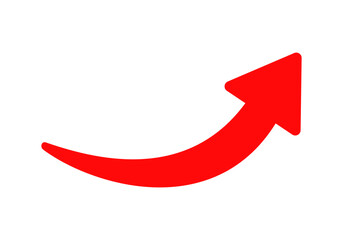 A bright red arrow curves upwards, perfect for highlighting growth or direction change.