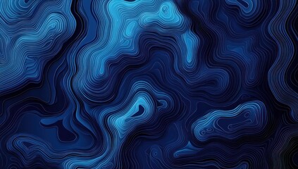 Abstract deep blue layered wavy lines background.