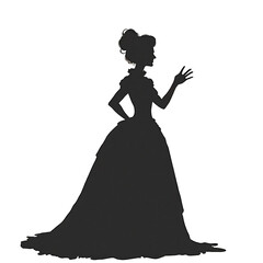 Silhouette of a Graceful Woman in a Flowing Long Gown, Exuding Elegance, Poise, and Timeless Sophistication
