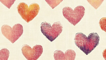 Hearts pattern painted on textured surface