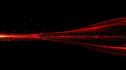 Abstract Red Energy Stream: A Glowing Trail of Light Particles Across a Dark Background