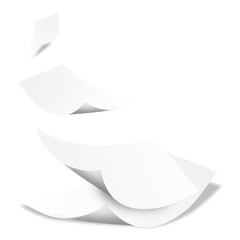 A series of floating white paper sheets, suggesting movement and creativity.