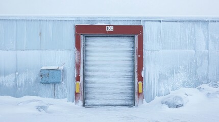Frozen Loading Dock Arctic Building Exterior in Winter